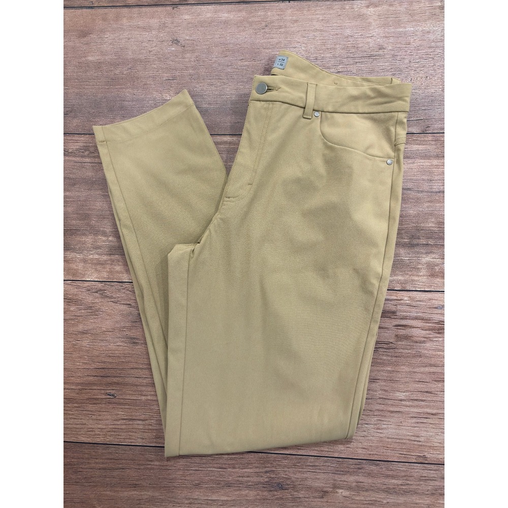 VRST Mens Slim Fit Performance Chino Pants Khaki Tan 34x32 Stretch Trousers